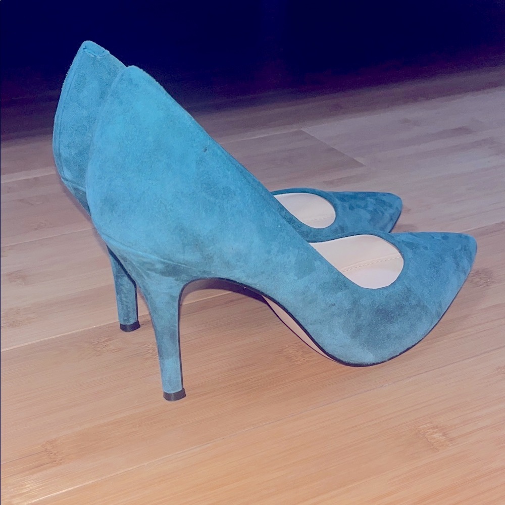 Nine West Dark Teal Suede Heels - Picture 3 of 4